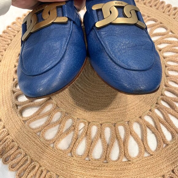TOD’S Women’s Kate Chain Loafer Mules Capri Blue Size EU 36.5 - Picture 4 of 15